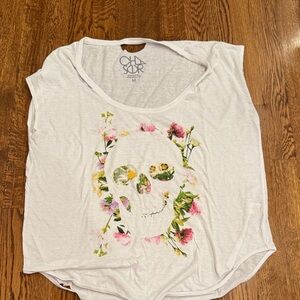 Chaser Women’s White Floral Skull Women's Top Size Medium